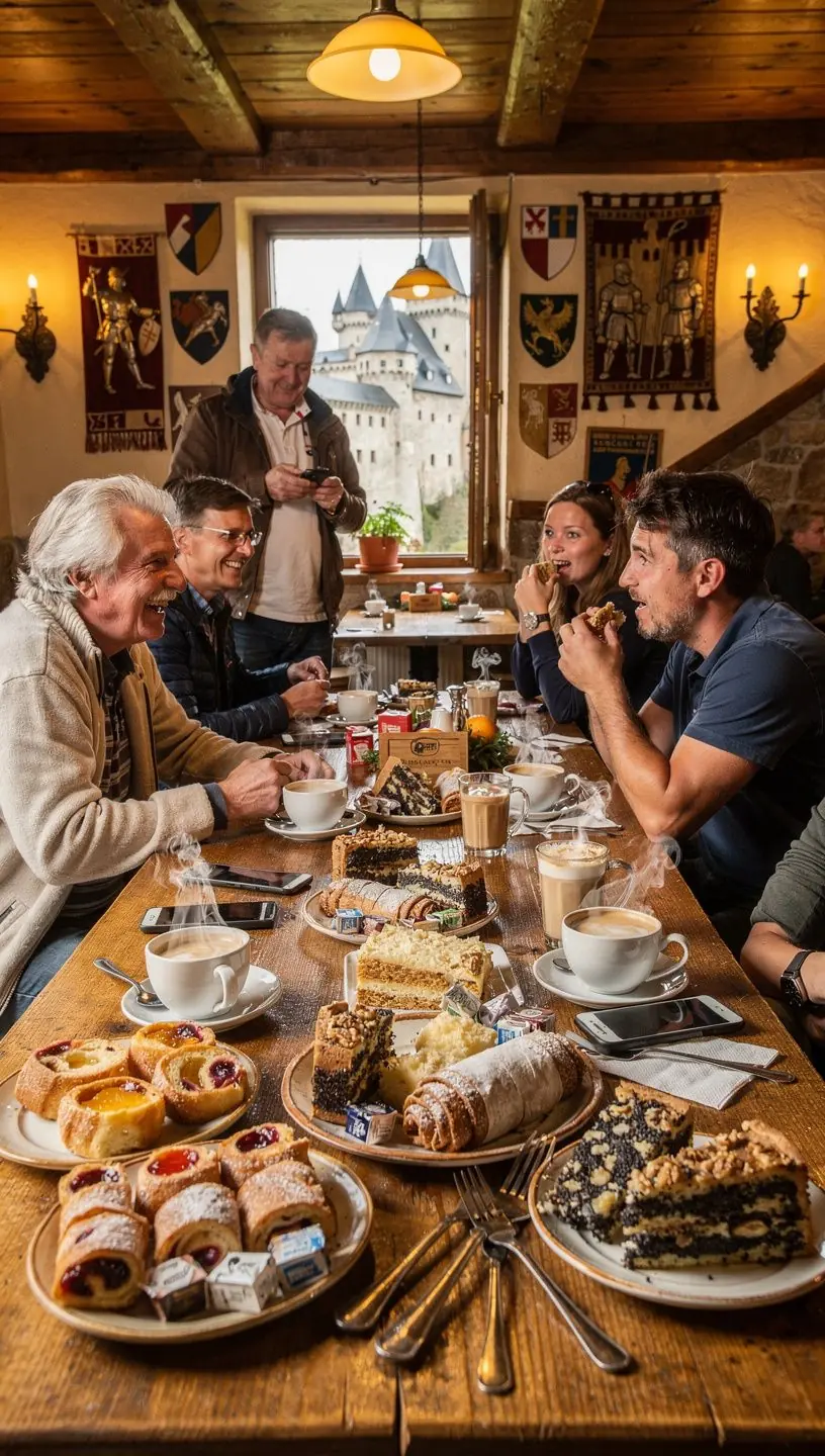 A panoramic view of Spis Fortress standing majestically atop a hill with surrounding greenery.